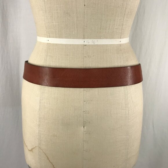 Leather Belt Fossil Whiskey Brown Brass Rings - Picture 4 of 8